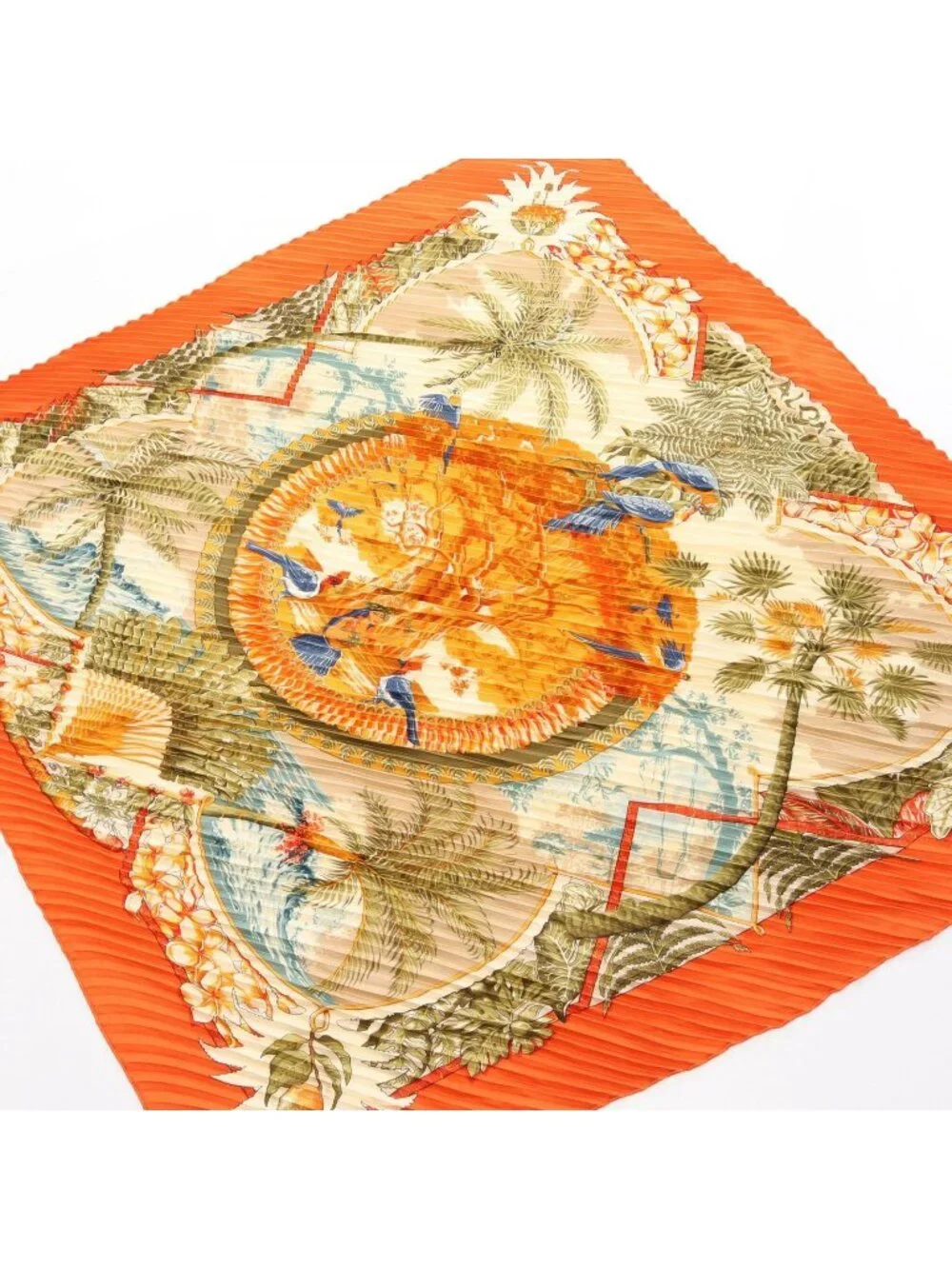 Hermes Scarf Carre Plisse Aloha Silk
